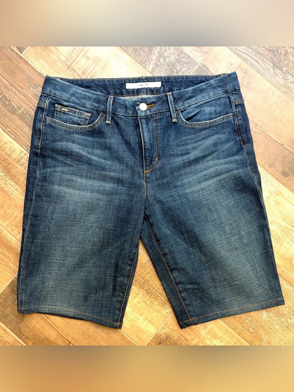 Joes Jeans Muse Fit Denim Bermuda Shorts Womens Sz 30 Dark Wash Stretch Mid Rise